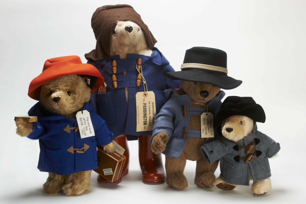 Paddington Bears around the world. L-R: Germany, UK, USA, Japan. Image © Museum of London