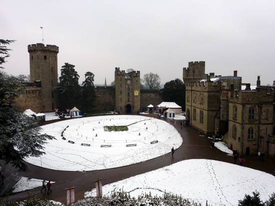 Warwick Castle in the snow – hopefully you’ll get warmer weather when you visit