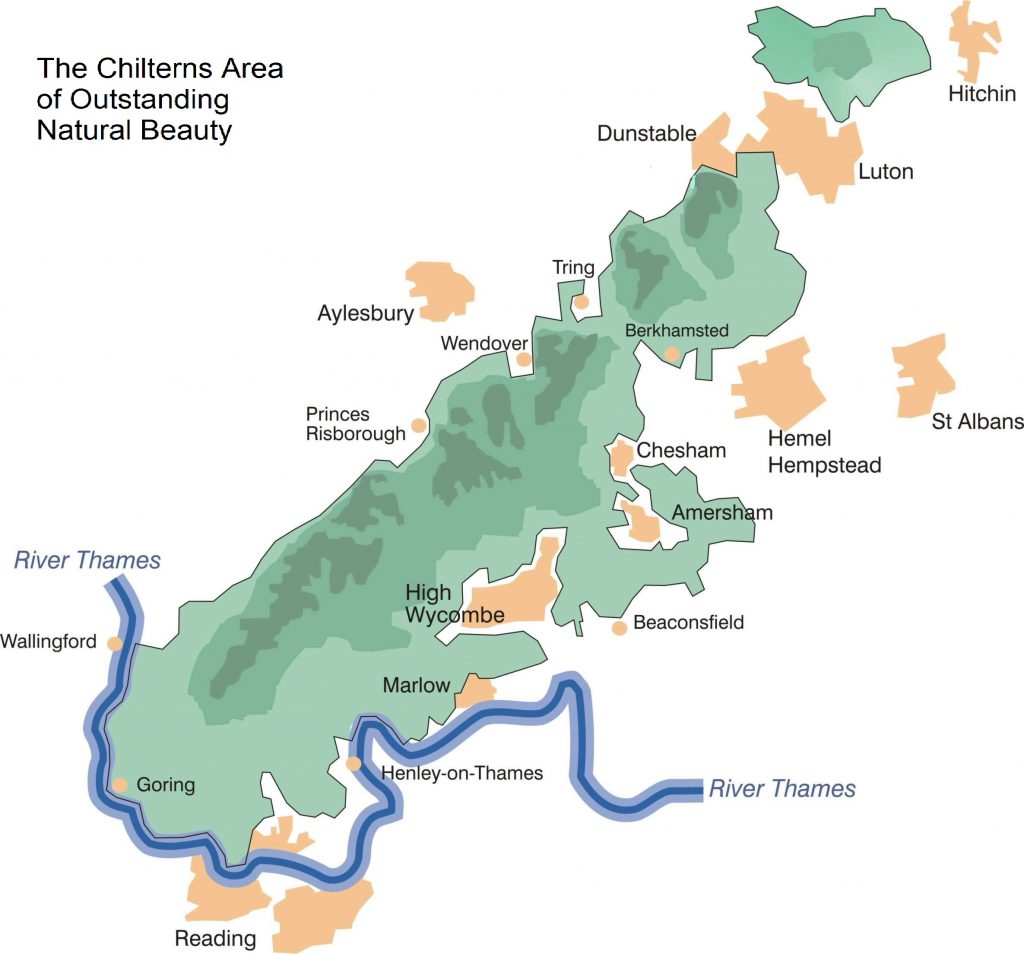 The Chilterns AONB map