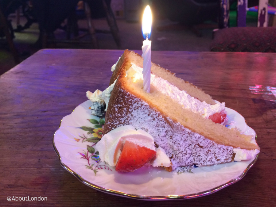 Slice of cake with a candle