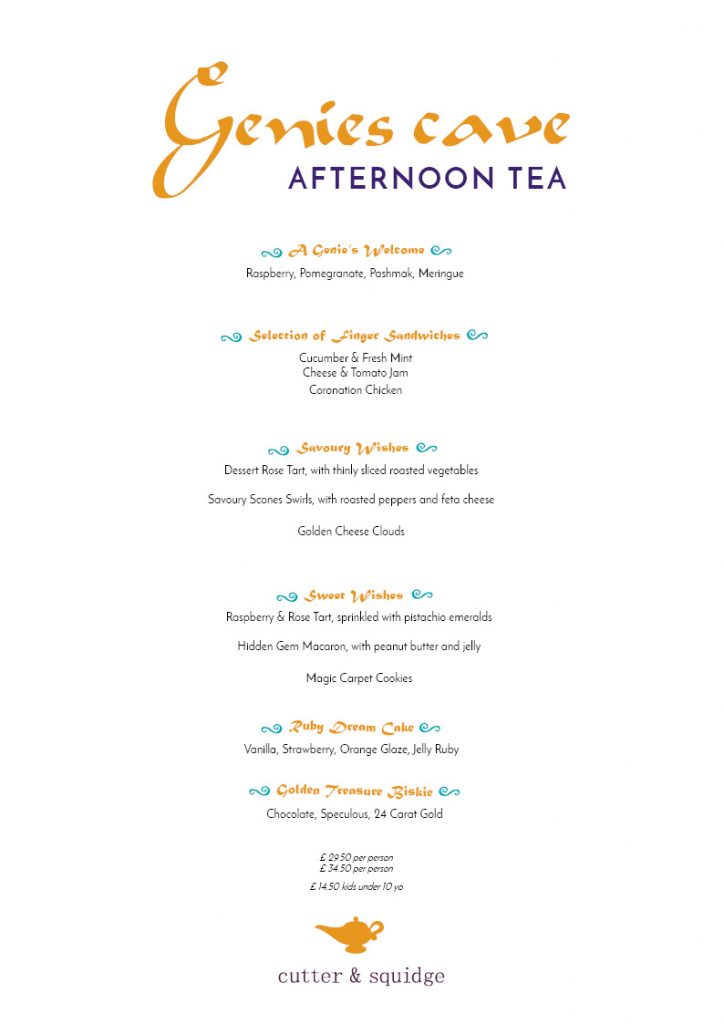 Genie's Cave Afternoon Tea Menu