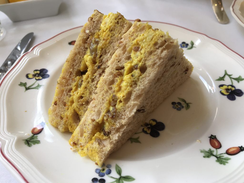 Egerton House Hotel Vegan Afternoon Tea - Chickpea Coronation sandwiches