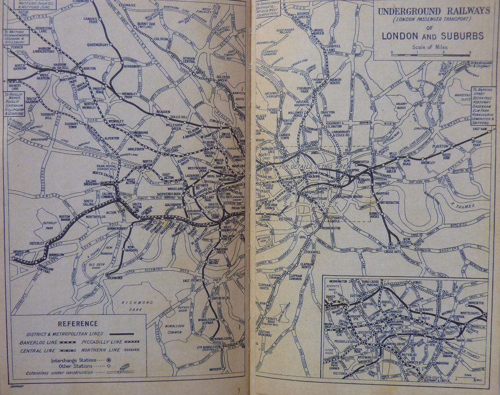 1939 London A-Z London Railways map