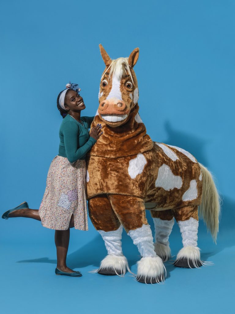 Aisha Jawando and Clapton the Horse in Hackney Empire's Cinderella 2017